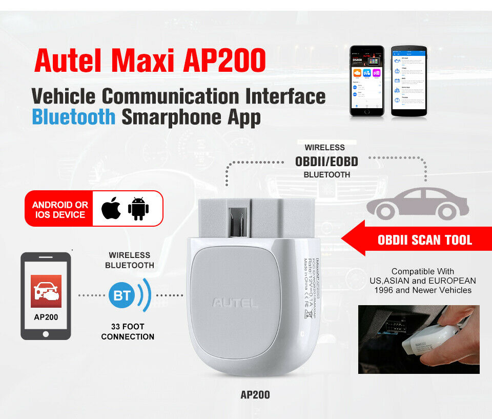 Autel AP200 Bluetooth Adapter OBD2 Scanner Code Reader