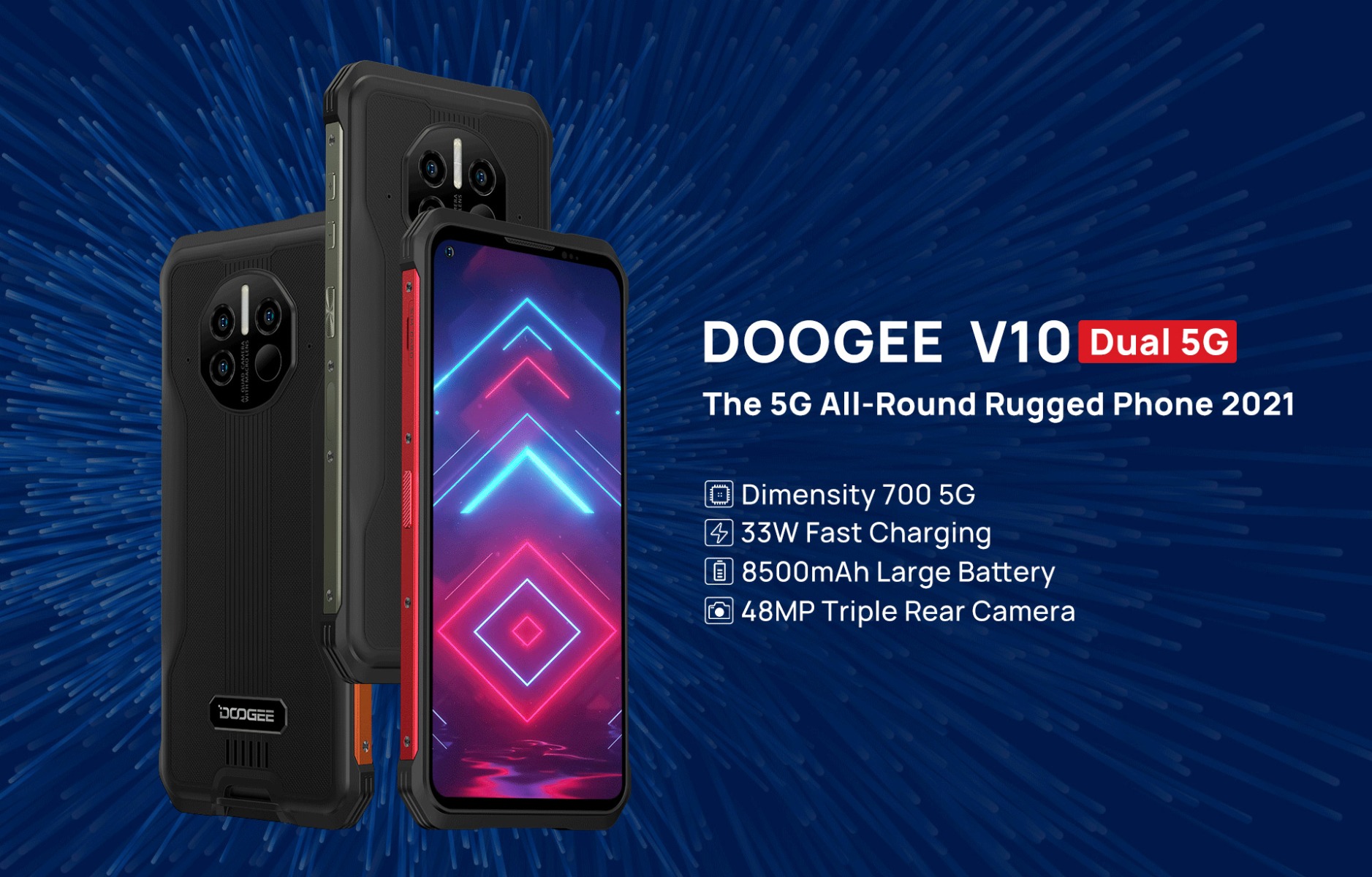 DOOGEE V10 6.39''  Android 11 5G Octa Core 8GB RAM 128GB ROM Robustes Telefon