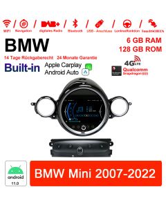 9 zoll Qualcomm Snapdragon 665 8 Core Android 11.0 4G LTE Autoradio / Multimedia USB WiFi Navi Carplay Für BMW Mini Cooper(2007-2022)