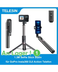 TELESIN 1.3M Selfie Stick Stativ Mit Drahtlose Bluetooth Fernbedienung für GoPro Insta 360 DJI Action Kamera Für Smart Telefon