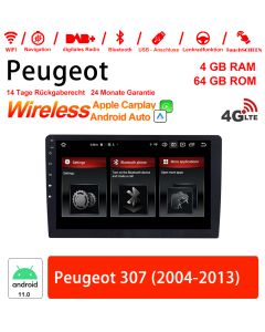 9 Zoll Android 11.0 4G LTE Autoradio / Multimedia 4GB RAM 64GB ROM Für Peugeot 307 (2004-2013) Built-in CarPlay / Android Auto