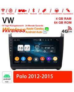 10.1 zoll Android 13.0 Autoradio / Multimedia 4GB RAM 64GB ROM Für VW POLO (2012-2015) Built-in Carplay / Android Auto