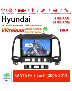 9 Zoll Android 13.0 Autoradio / Multimedia 4GB RAM 64GB ROM Für Hyundai SANTA FE 3 Loch 2006-2012 Mit WiFi NAVI Bluetooth USB