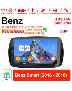 Für Benz Smart 2016-2018 Mit WiFi NAVI Bluetooth USB 9 Zoll Android 13.0 Autoradio / Multimedia 4GB RAM 64GB ROM 