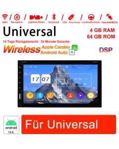 6.95 pouces Android 13.0 Autoradio / Multimédia 4 Go de RAM 64 Go ROM Avec DVD pour Navigation GPS Universel Radio Stéréo Intégré Carplay/Android Auto