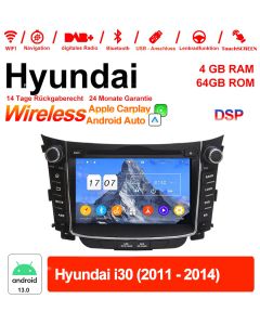 7 Zoll Android 13.0 Autoradio / Multimedia 4GB RAM 64GB ROM Für Hyundai i30 2011-2014 Built-in Carplay / Android Auto