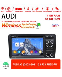 7 Zoll Android 13.0 Autoradio / Multimedia 4GB RAM 64GB ROM Für AUDI A3 (2003-2011) S3 RS3 RNSE-PU Built-in Carplay / Android Auto