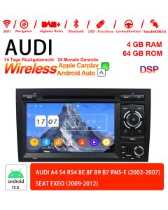 7 Zoll Android 13.0 Autoradio / Multimedia 4GB RAM 64GB ROM Für AUDI A4 SEAT EXEO S4 RS4 8E 8F B9 B7 RNS-E