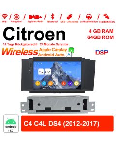 7 Zoll Android 13.0 Autoradio / Multimedia 4GB RAM 64GB ROM Für Citroen C4 C4L DS4 2012-2017 Mit WiFi NAVI Bluetooth USB