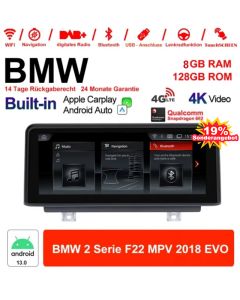 12.3 Zoll Qualcomm Snapdragon 665 8 Core Android 13.0 4G LTE Autoradio / Multimedia USB Carplay Für BMW 2 Series MPV (2018) EVO