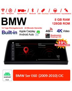 10.25 Zoll Qualcomm Snapdragon 665 8 Core Android 13.0 4G LTE Autoradio / Multimedia USB WiFi Navi Carplay Für BMW 5 Series E60 (2009-2010) CIC