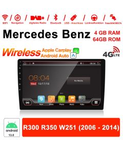 Für Mercedes BENZ R300 R350 W251 2006 - 2014 Mit DSP Built-in Carplay Android Auto 9 Zoll Android 13.0 Autoradio / Multimedia 4GB RAM 64GB ROM 