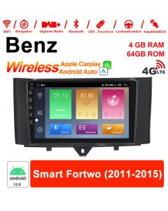 Für Mercedes Benz Smart Fortwo 2011 - 2015 Mit WIFI NAVI Built-in Carplay 9 Zoll Android 13.0 Autoradio / Multimedia 4GB RAM 64GB ROM 