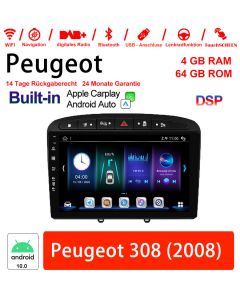 Für Peugeot 308 2008 Built-in carplay/android auto 9 Zoll Android 12.0 Autoradio / Multimedia 4GB RAM 64GB ROM 