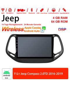 10 Zoll Android 10.0 Autoradio / Multimedia 4GB RAM 64GB ROM Für Jeep Compass 2.0TD 2016-2019 Built-in carplay/android auto