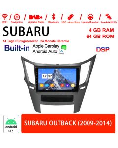 Für SUBARU OUTBACK 2009-2014 Built-in Carplay 9 Zoll Android 12.0 Autoradio / Multimedia 4GB RAM 64GB ROM 