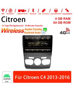 10 Zoll Android 13.0 Autoradio / Multimedia 4GB RAM 64GB ROM Für Citroen C4 2013-2016 Built-in Carplay