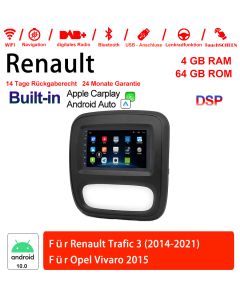 7 Zoll Android 13.0 Autoradio / Multimedia 4GB RAM 64GB ROM Für Renault Trafic 3 2014-2021/Opel Vivaro 2015 Built-in Carplay/Android Auto