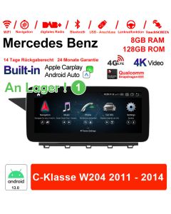 Für Benz C-Klasse W204 2011-2014 NTG4.5 Built-in CarPlay Qualcomm Snapdragon 665 8 Core Android 13 4G LTE Autoradio / Multimedia 6GB RAM 128GB ROM 