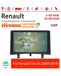 Für Renault Clio III 2005-2014 Built-in Carplay / Android Auto 9 Zoll Android 12.0 Autoradio / Multimedia 4GB RAM 64GB ROM 