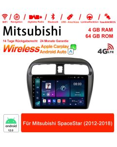 Für Mitsubishi SpaceStar 2012-2018 Built-in Carplay / Android Auto 9 Zoll Android 12.0 4G LTE Autoradio / Multimedia 4GB RAM 64GB ROM 