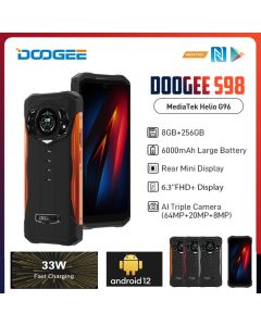 DOOGEE S98 Android 12 Helio G96 8 Core 6,3 Zoll robustes Telefon 8GB RAM 256GB ROM 64MP 6000mAh Smartphone