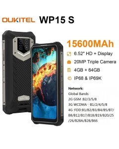 OUKITEL WP15S Octa Core 4G Android 11 6.52" HD+ Display 4GB + 64GB Wasserdichte Robuste Smartphone