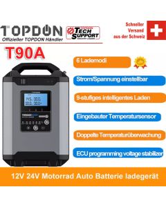 Topdon Tonardo90000 T90A 12V 24V Motorrad Auto Auto Blei-Säure-Batterie ladegerät