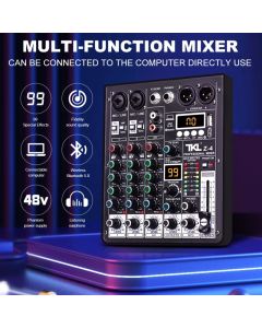 Tkl 4 kanal 99 dsp audio mixer 48v phantom power usb studio sound mixer bluetooth dj konsole mischen für karaok