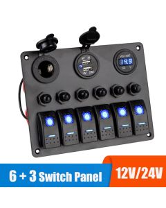 12V 24V 6 Tasten Auto Schalttafel 15a Sicherung Marine Leistungs schalter Voltmeter Tester Licht umschalten USB Ladegeräte 3,0 Auto Splitter