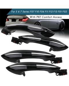 4X Black Outer Outside Exterior Comfort Access Door Handle Set For BMW 5 6 7 Series F07 F10 F11 F06 F12 F13 F01 F02 51217231931