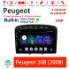 Für Peugeot 308 2008 Built-in carplay/android auto 9 Zoll Android 12.0 Autoradio / Multimedia 4GB RAM 64GB ROM 