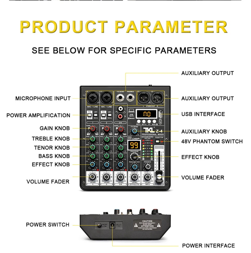 4 kanal 99 dsp audio mixer