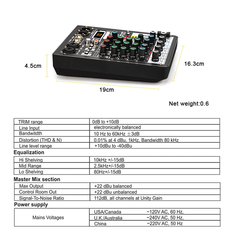 4 kanal 99 dsp audio mixer