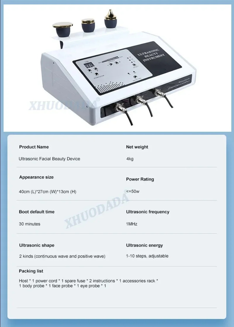 Stimulateur musculaire de dispositif facial ultrasonique 3 en 1