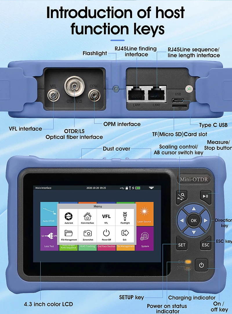 Glasfaser-Reflekto meter Touchscreen