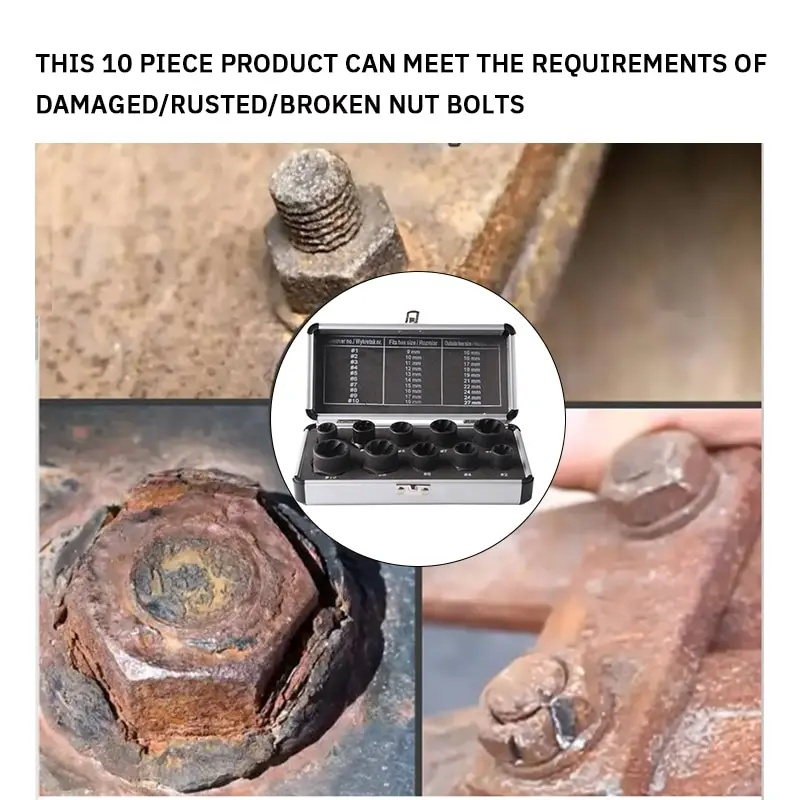 Special socket wrench set for damaged nuts