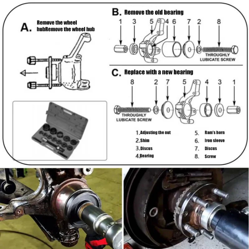 Kit de démontage de roulement de roue de voiture